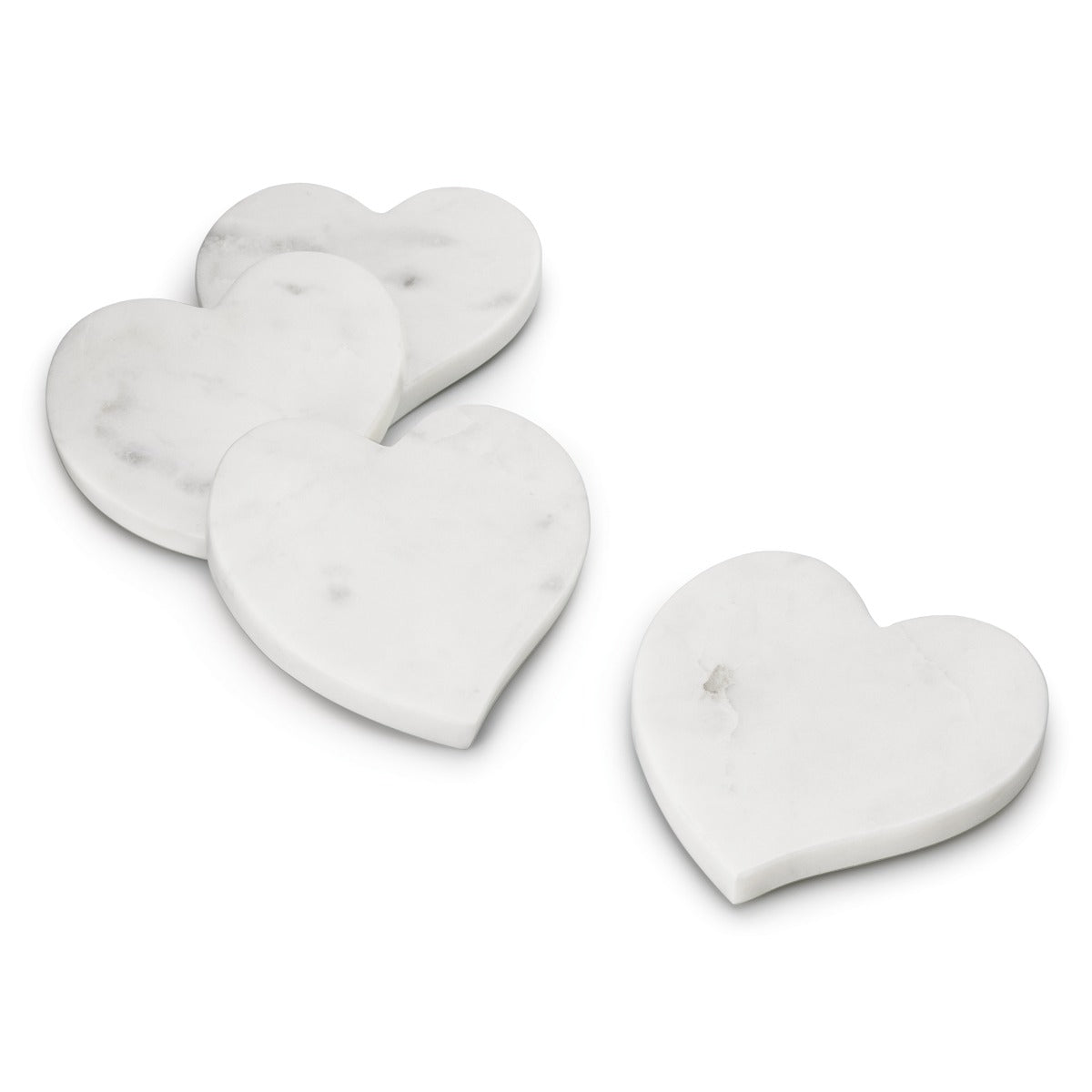 Sottobicchieri a forma di cuore, set da 4 — Marmo bianco
