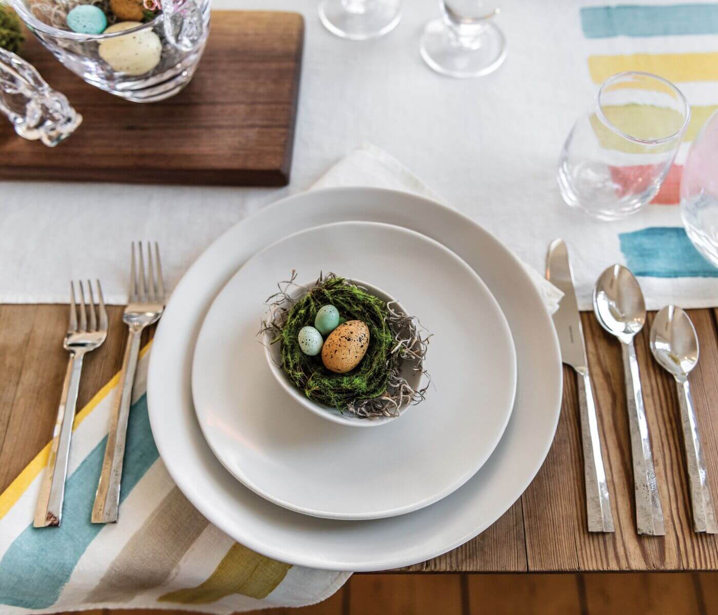 Runner in lino a righe multiple primaverili - 67 pollici