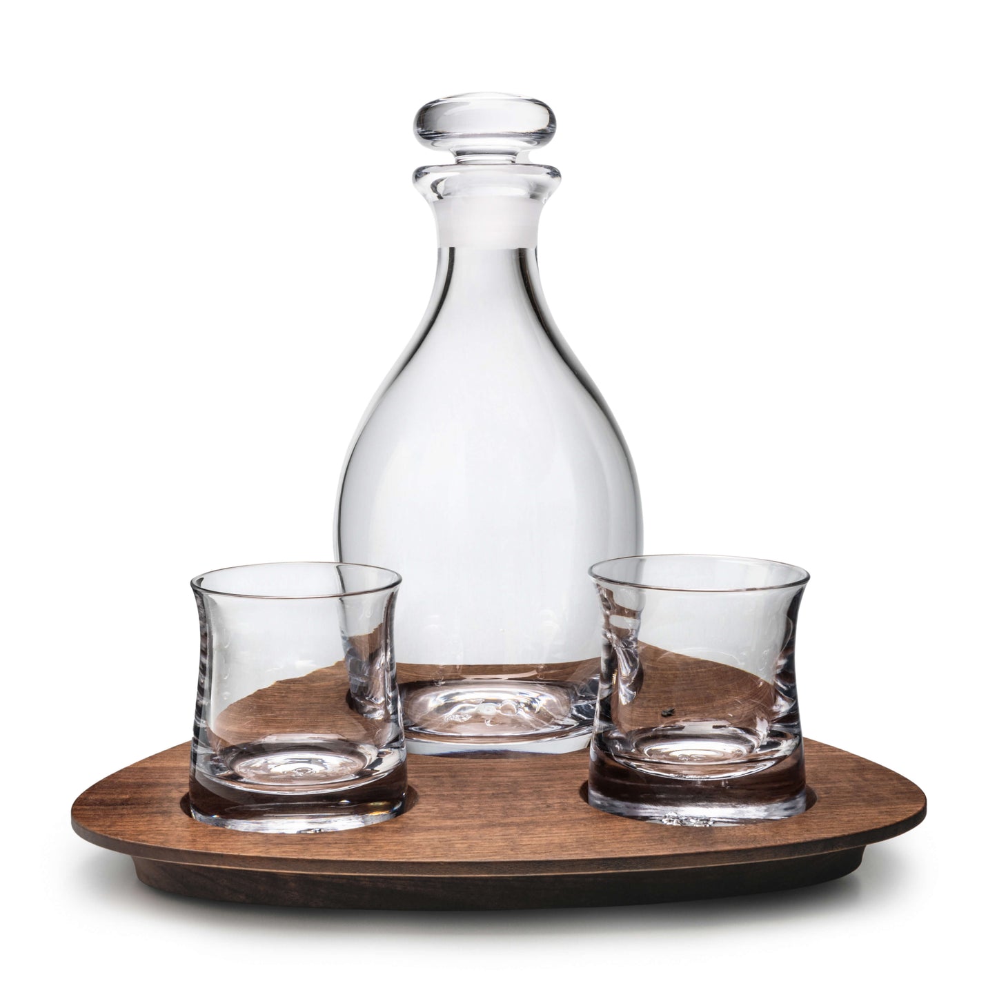 Set decanter e whisky Shoreham con base in legno di noce