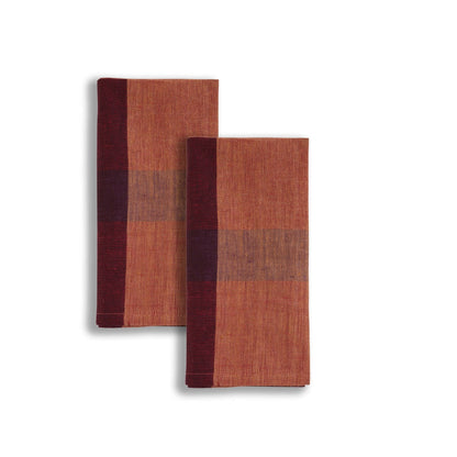 Tovaglioli di lino a quadri color vino rosato - Set da 2