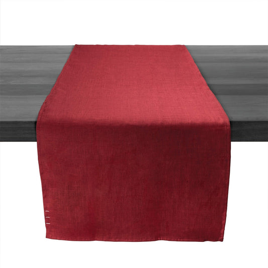 Runner in lino rosso con punto bianco - 70 pollici