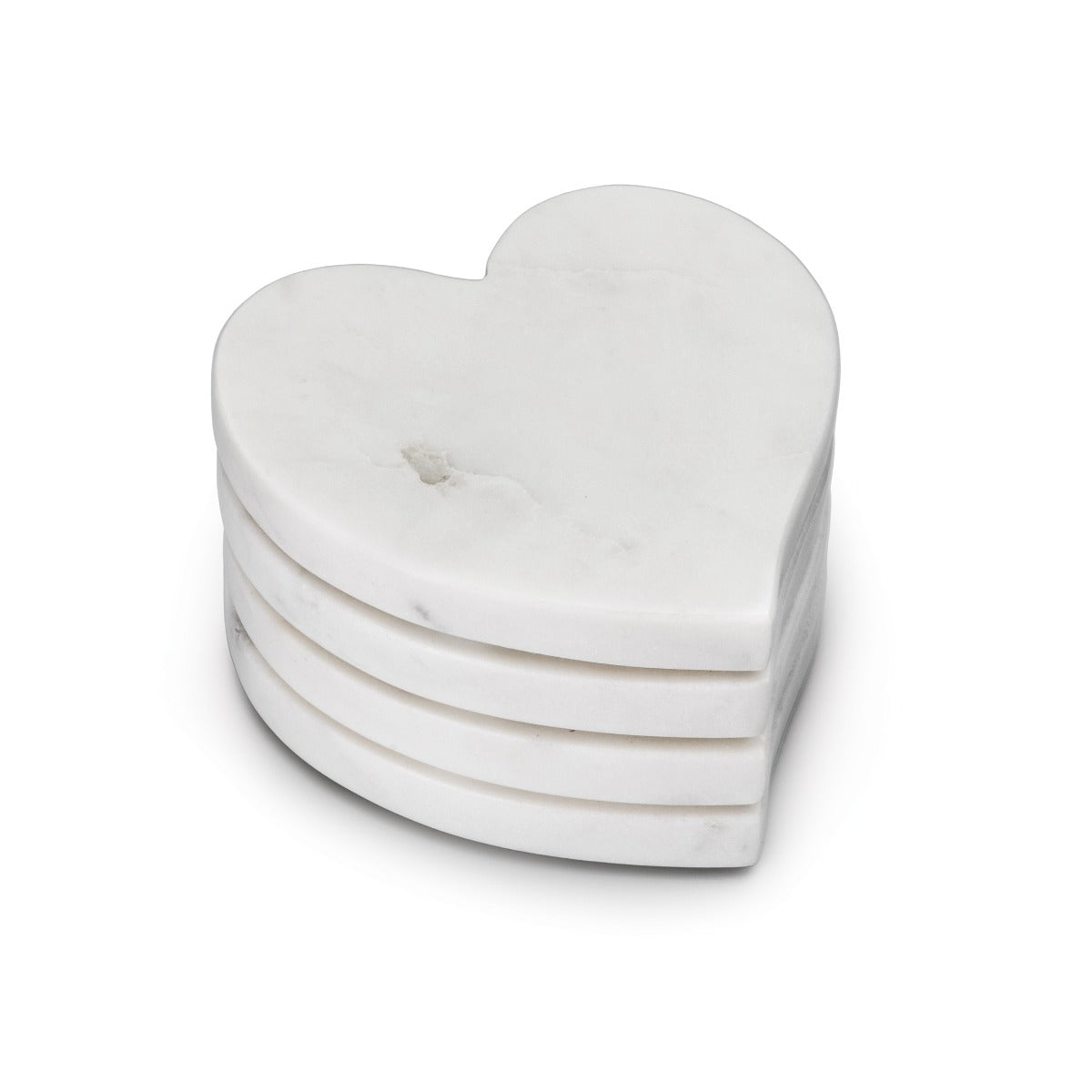 Sottobicchieri a forma di cuore, set da 4 — Marmo bianco