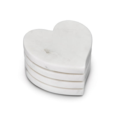 Sottobicchieri a forma di cuore, set da 4 — Marmo bianco