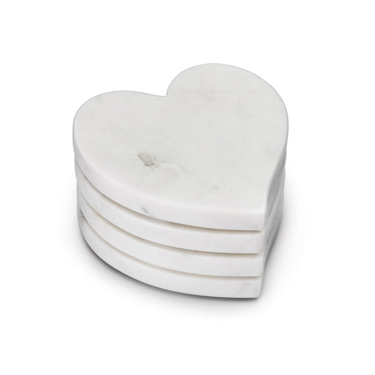 Sottobicchieri a forma di cuore, set da 4 — Marmo bianco