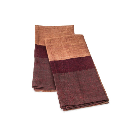 Tovaglioli di lino a quadri color vino rosato - Set da 2