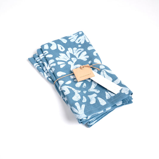 Tovaglioli di lino con motivo floreale in lino - Set da 4