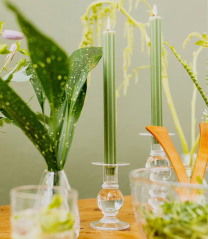 Set di candele coniche da chiesa scanalate in salvia - 12 pollici