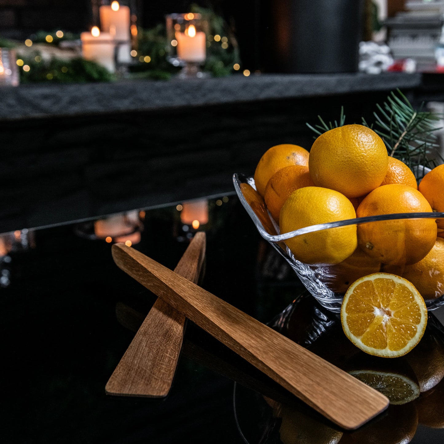 Set di posate per insalata moderne, 13 pollici - Rovere