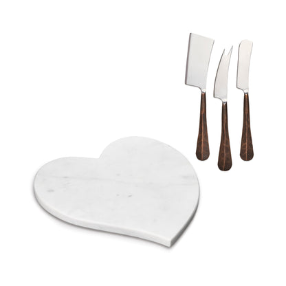 Set di taglieri a forma di cuore in marmo e coltelli per formaggio Woodbury